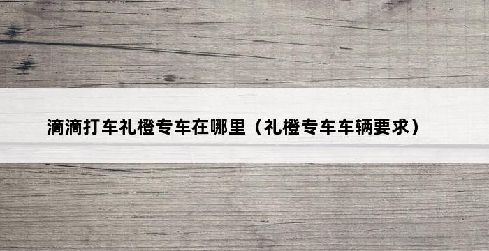 滴滴打车礼橙专车在哪里（礼橙专车车辆要求） 