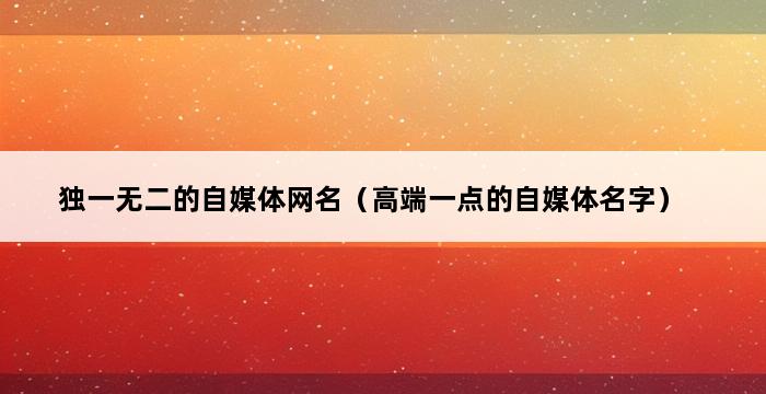 独一无二的自媒体网名（高端一点的自媒体名字） 