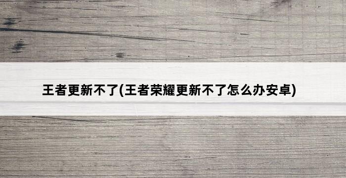 王者更新不了(王者荣耀更新不了怎么办安卓) 