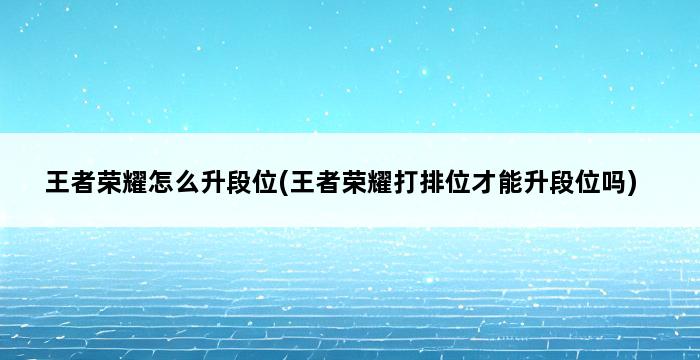 王者荣耀怎么升段位(王者荣耀打排位才能升段位吗) 