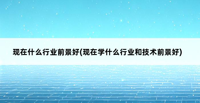 现在什么行业前景好(现在学什么行业和技术前景好) 