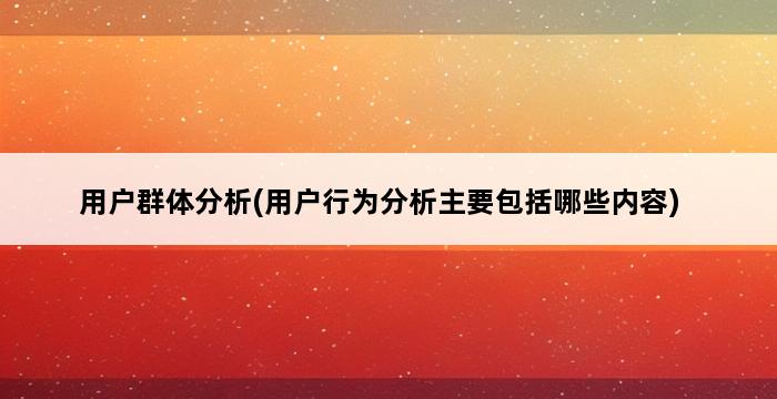 用户群体分析(用户行为分析主要包括哪些内容) 