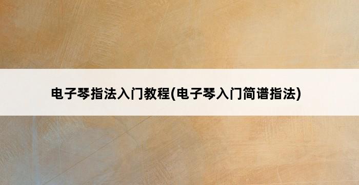 电子琴指法入门教程(电子琴入门简谱指法) 