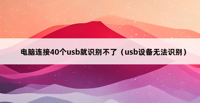 电脑连接40个usb就识别不了（usb设备无法识别） 