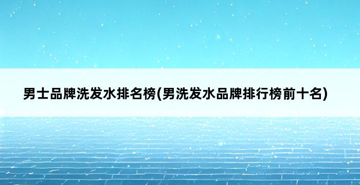 男士品牌洗发水排名榜(男洗发水品牌排行榜前十名) 