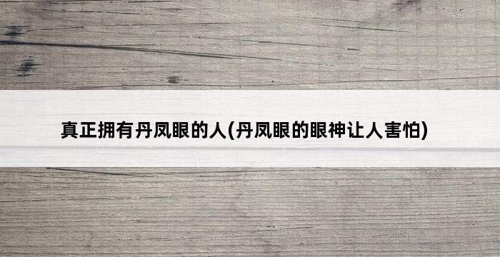 真正拥有丹凤眼的人(丹凤眼的眼神让人害怕) 