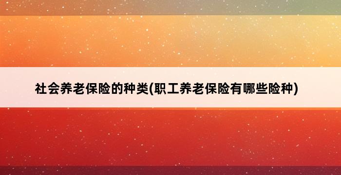 社会养老保险的种类(职工养老保险有哪些险种) 