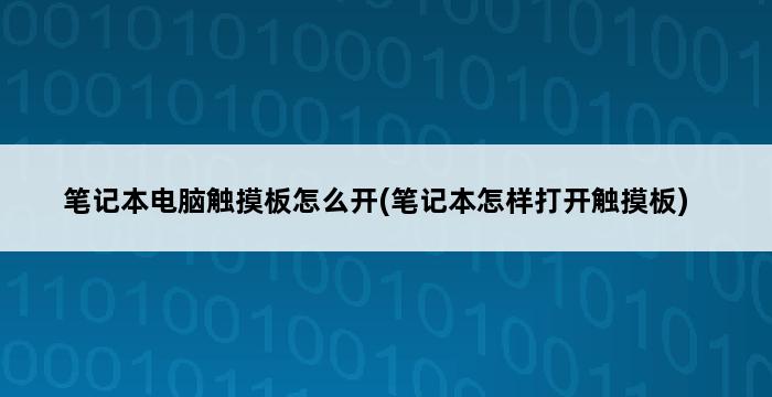 笔记本电脑触摸板怎么开(笔记本怎样打开触摸板) 