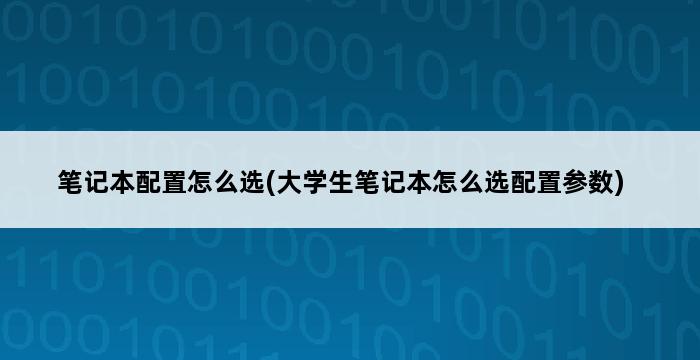 笔记本配置怎么选(大学生笔记本怎么选配置参数) 