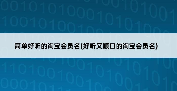 简单好听的淘宝会员名(好听又顺口的淘宝会员名) 