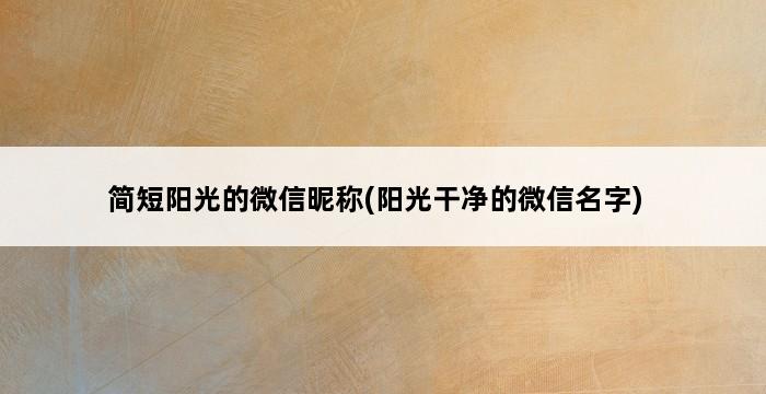 简短阳光的微信昵称(阳光干净的微信名字) 