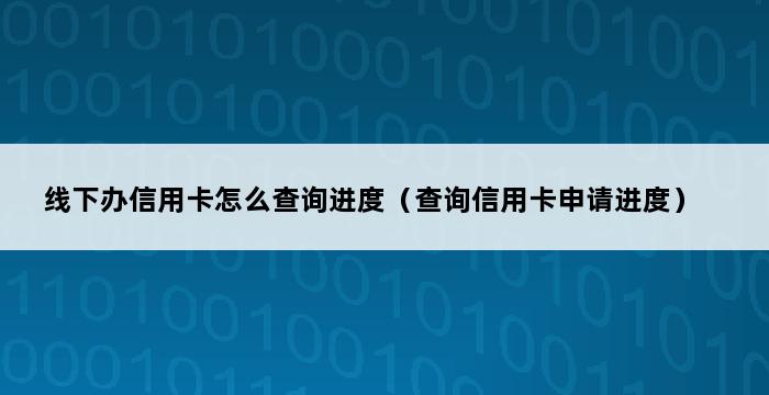 线下办信用卡怎么查询进度（查询信用卡申请进度） 