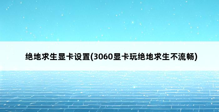 绝地求生显卡设置(3060显卡玩绝地求生不流畅) 