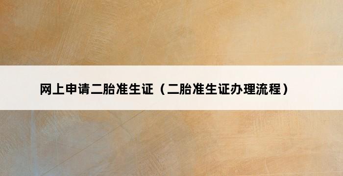 网上申请二胎准生证（二胎准生证办理流程） 