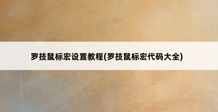 罗技鼠标宏设置教程(罗技鼠标宏代码大全) 