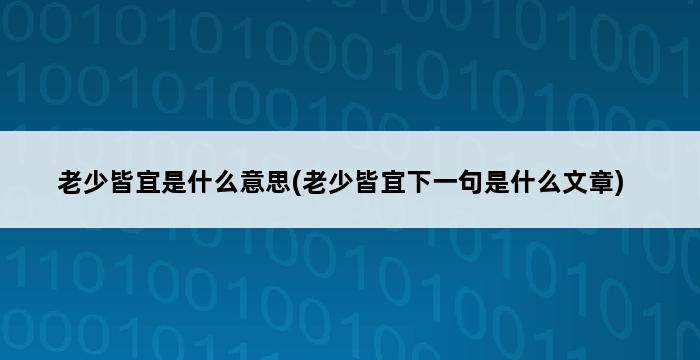 老少皆宜是什么意思(老少皆宜下一句是什么文章) 