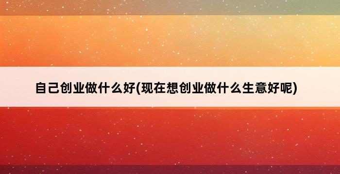 自己创业做什么好(现在想创业做什么生意好呢) 