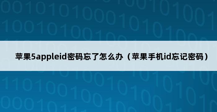 苹果5appleid密码忘了怎么办（苹果手机id忘记密码） 