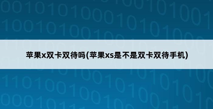 苹果x双卡双待吗(苹果xs是不是双卡双待手机) 