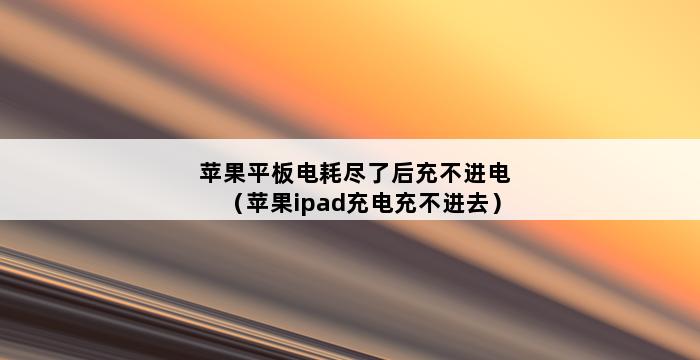 苹果平板电耗尽了后充不进电（苹果ipad充电充不进去） 