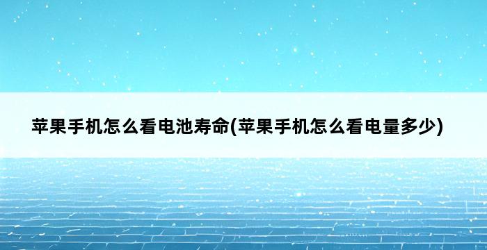 苹果手机怎么看电池寿命(苹果手机怎么看电量多少) 