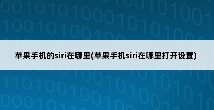 苹果手机的siri在哪里(苹果手机siri在哪里打开设置) 