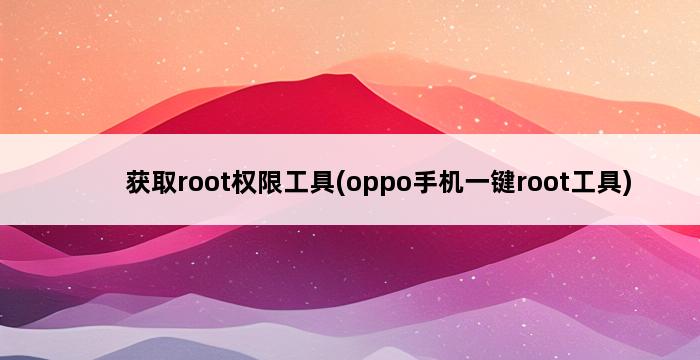 获取root权限工具(oppo手机一键root工具) 