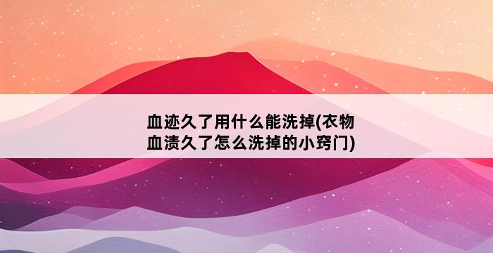 血迹久了用什么能洗掉(衣物血渍久了怎么洗掉的小窍门) 