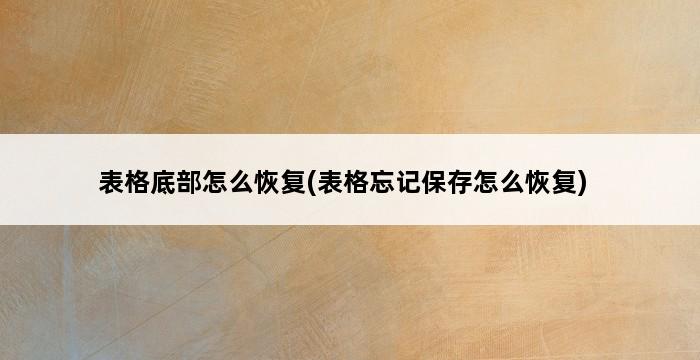 表格底部怎么恢复(表格忘记保存怎么恢复) 