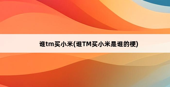 谁tm买小米(谁TM买小米是谁的梗) 