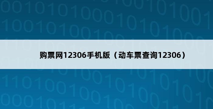 购票网12306手机版（动车票查询12306） 