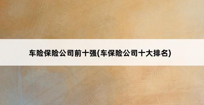 车险保险公司前十强(车保险公司十大排名) 