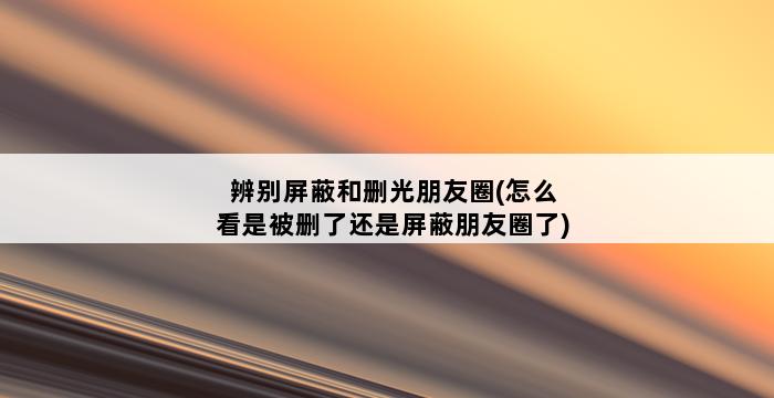 辨别屏蔽和删光朋友圈(怎么看是被删了还是屏蔽朋友圈了) 