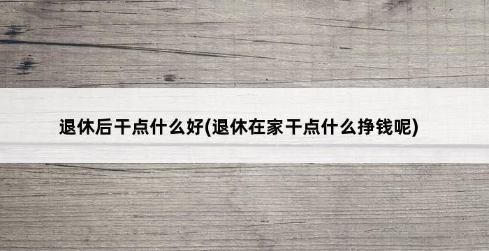 退休后干点什么好(退休在家干点什么挣钱呢) 