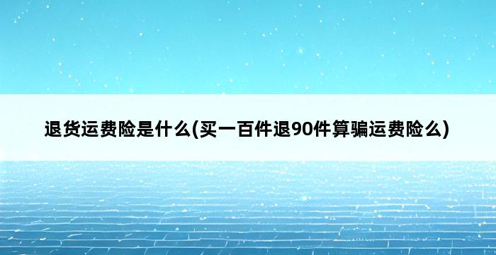 退货运费险是什么(买一百件退90件算骗运费险么) 