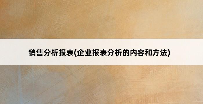 销售分析报表(企业报表分析的内容和方法) 