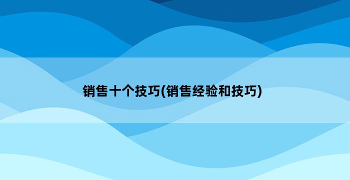 销售十个技巧(销售经验和技巧) 