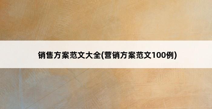 销售方案范文大全(营销方案范文100例) 