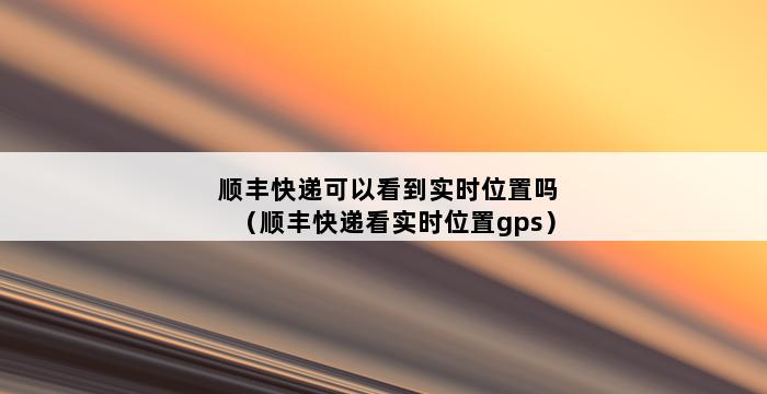 顺丰快递可以看到实时位置吗（顺丰快递看实时位置gps） 