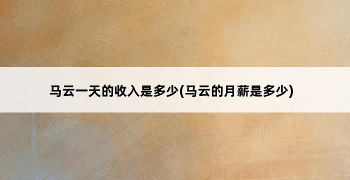 马云一天的收入是多少(马云的月薪是多少) 