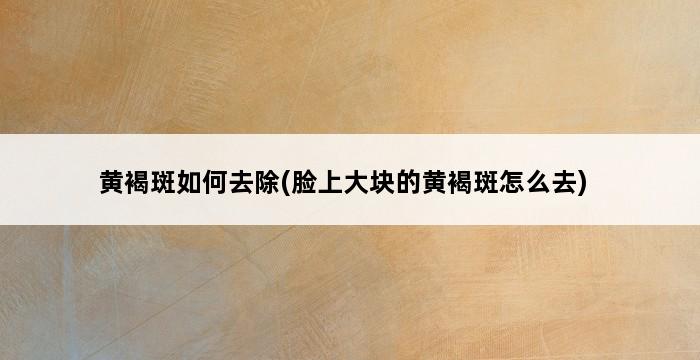 黄褐斑如何去除(脸上大块的黄褐斑怎么去) 