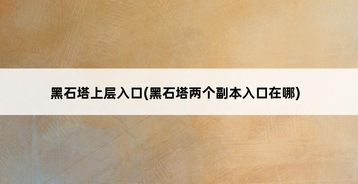 黑石塔上层入口(黑石塔两个副本入口在哪) 