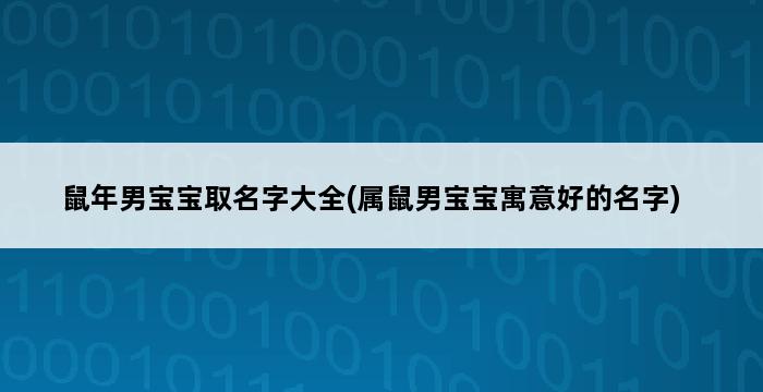 鼠年男宝宝取名字大全(属鼠男宝宝寓意好的名字) 